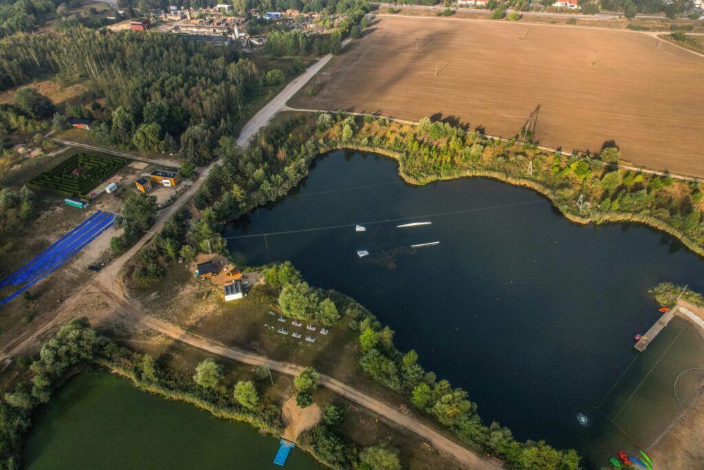 Aerial Footage of Fields and Water Reservoirs